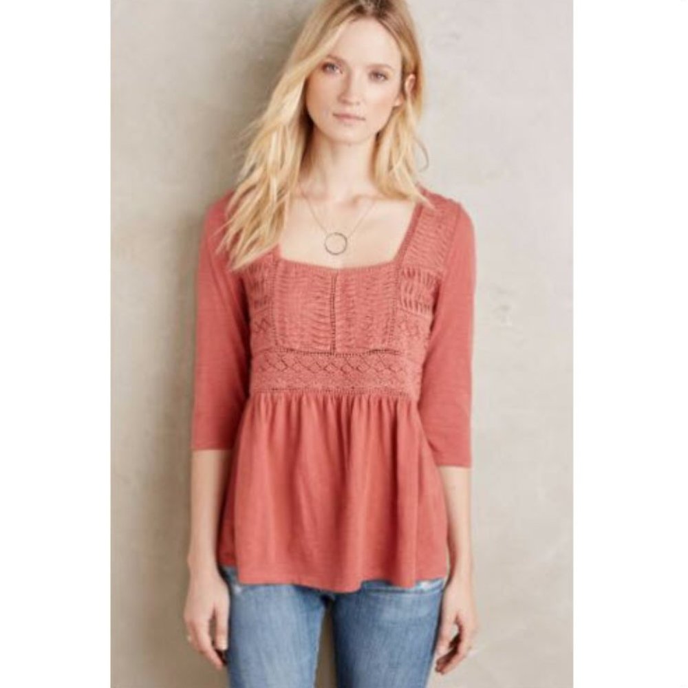 2 for $20 🌿 Anthropologie Meadow Rue Nosara Lace Tee
